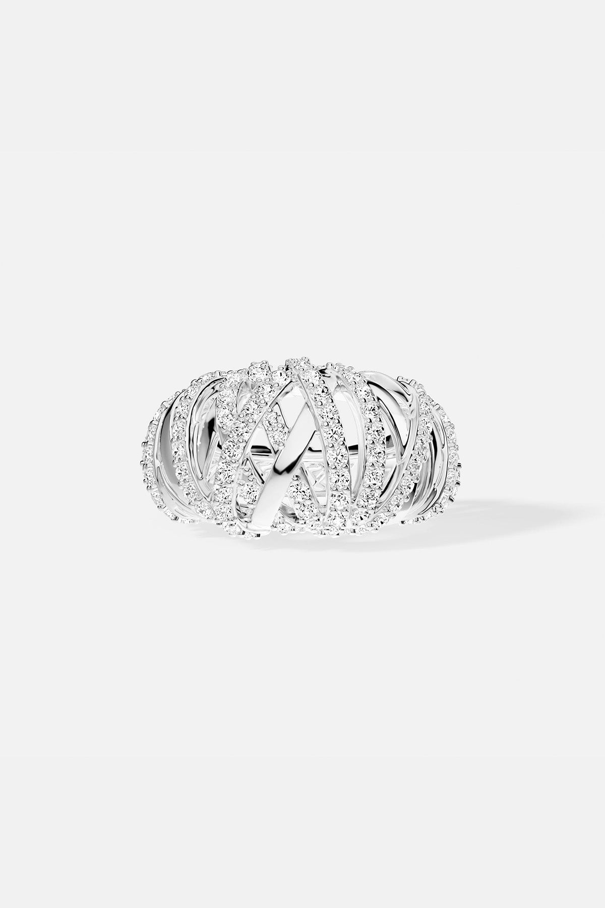 APM MONACO silver enlace ring on a white background