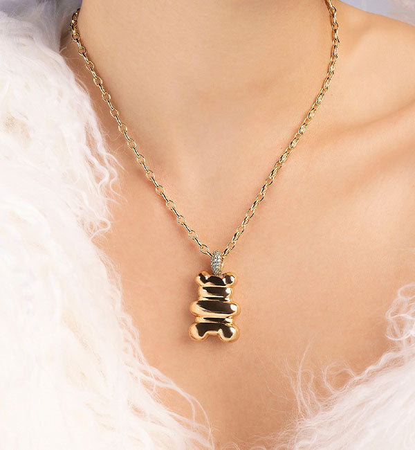 APM yummy bear necklace in yellow gold